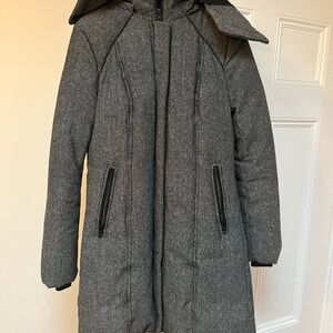 Soia & Kyo Charcoal Wool Blend Feather Down Jacket